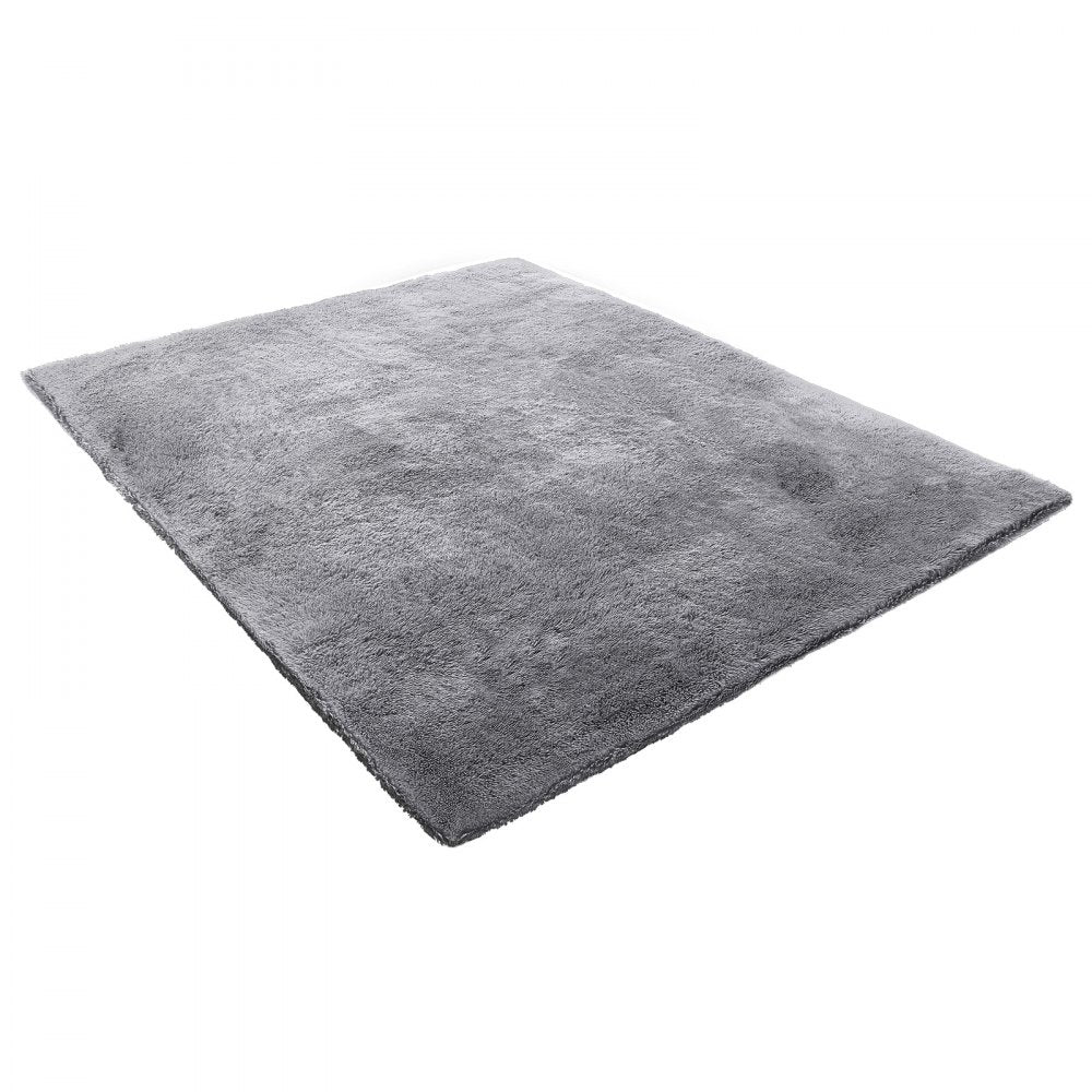 VEVOR Indoor Plush Area Rugs, 8 x 10 ft Soft Plush Carpet, Furry Shag Area Rugs for Living Room, Bedroom, Sunroom, Modern Home Decor Aesthetic, Non-Shedding, Non-Woven, Slip-Resistant, Smoke Gray