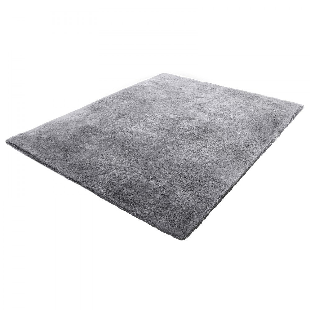VEVOR Indoor Plush Area Rugs, 8 x 10 ft Soft Plush Carpet, Furry Shag Area Rugs for Living Room, Bedroom, Sunroom, Modern Home Decor Aesthetic, Non-Shedding, Non-Woven, Slip-Resistant, Smoke Gray