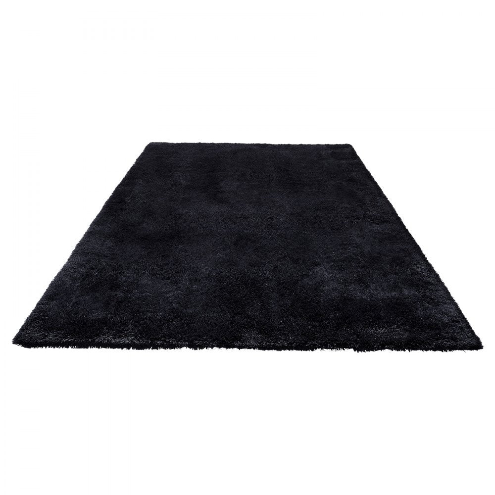 VEVOR Indoor Plush Area Rugs, 8 x 10 ft Soft Plush Carpet, Furry Shag Area Rugs for Living Room, Bedroom, Sunroom, Modern Home Decor Aesthetic, Non-Shedding, Non-Woven, Slip-Resistant, Black