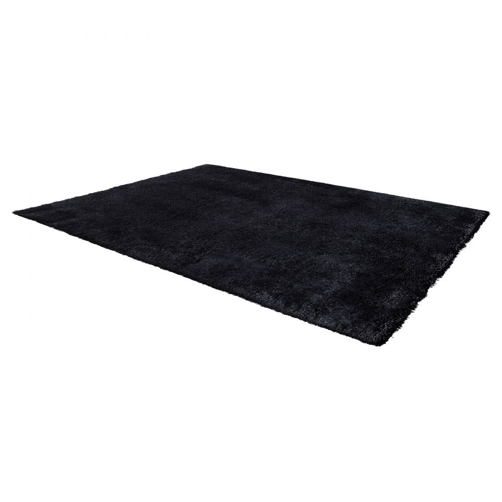 VEVOR Indoor Plush Area Rugs, 8 x 10 ft Soft Plush Carpet, Furry Shag Area Rugs for Living Room, Bedroom, Sunroom, Modern Home Decor Aesthetic, Non-Shedding, Non-Woven, Slip-Resistant, Black