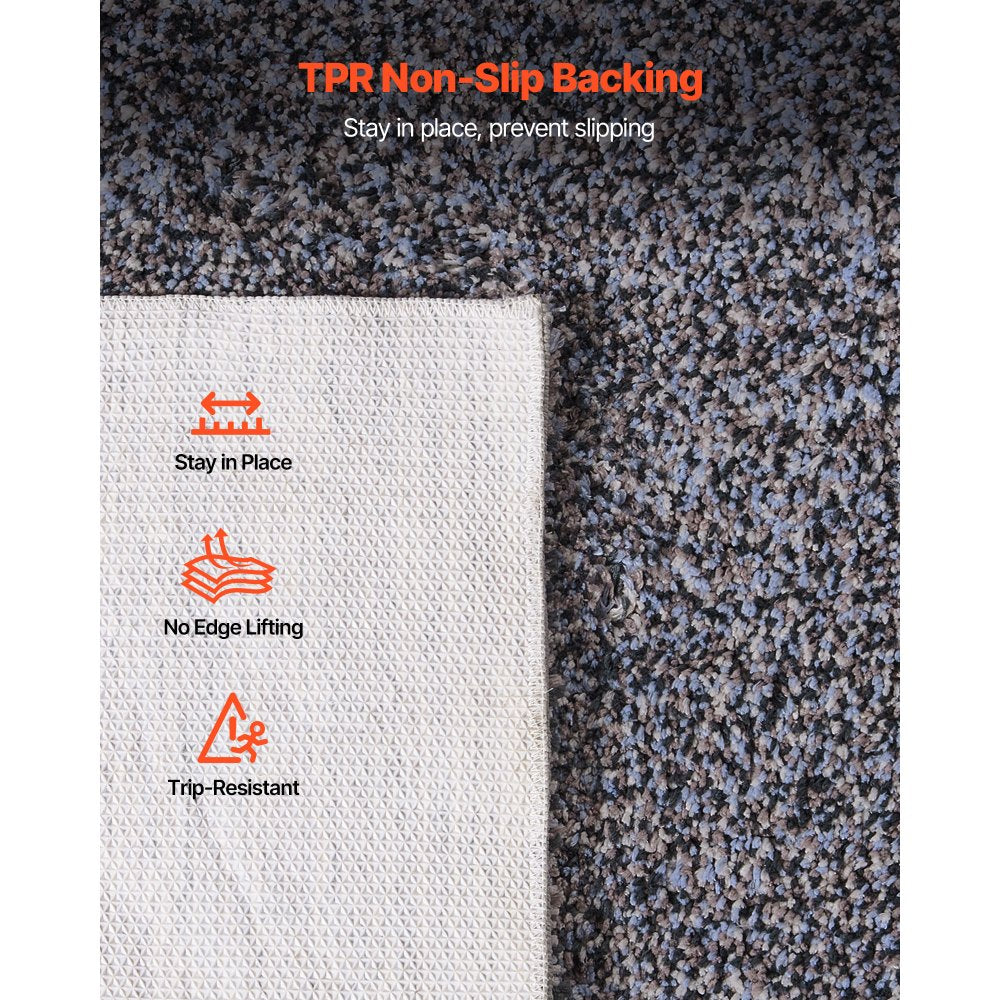 VEVOR Indoor Plush Area Rugs, 8 x 10 ft Plush Carpet, Area Rugs Furry with Long Plushs Pile, Thick & Durable High-Pile Rug for High-Traffic Areas, Non-Shedding & Non-Slip Backing, Blue-Gray