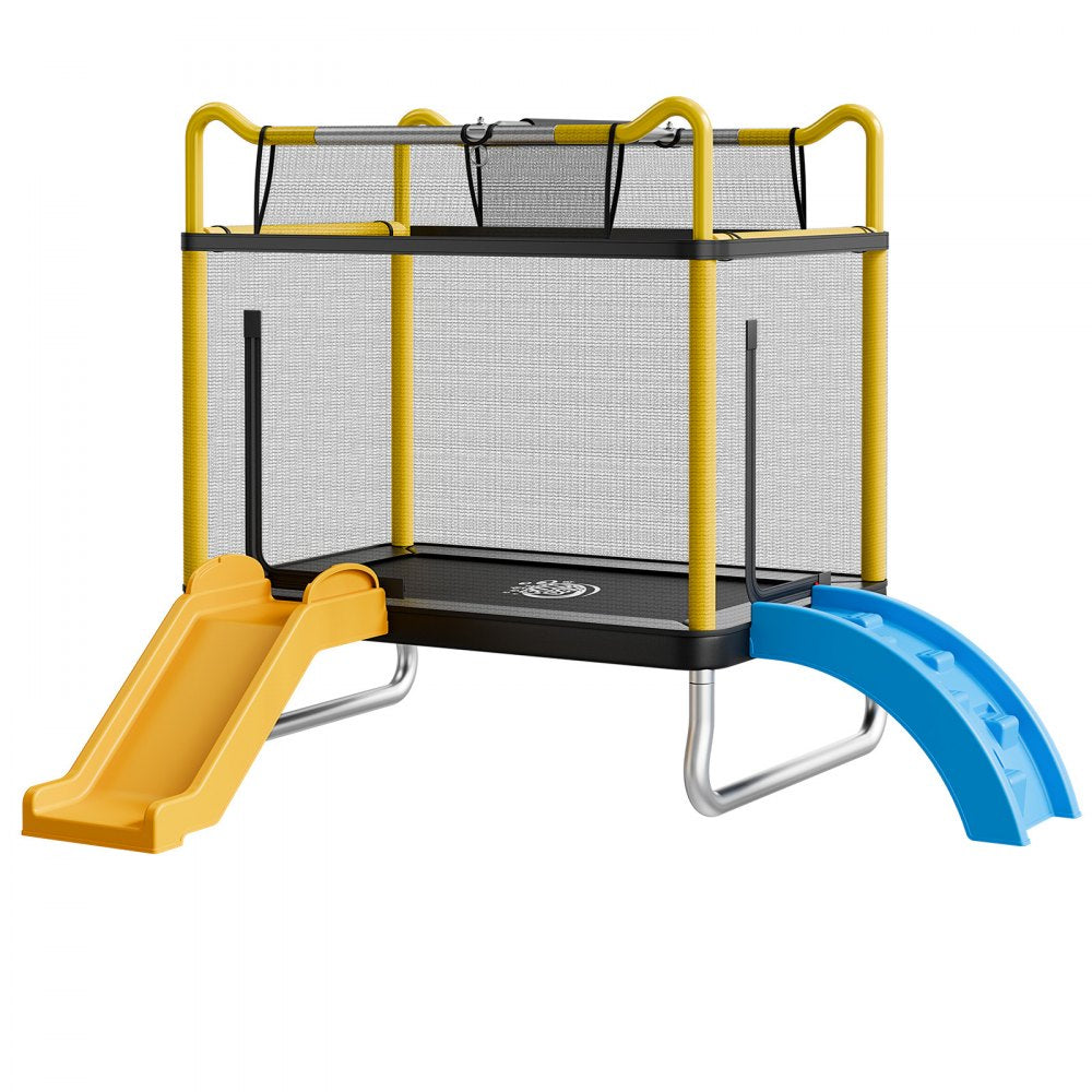 VEVOR Trampoline for Kids, Toddler Mini Trampoline, 132 lbs Capacity Indoor Outdoor Play Toys with Enclosure Net, Slide, and Ring, Easy to Assemble, Christmas Toys Birthday Gifts for Girls Boys