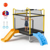 VEVOR Trampoline for Kids, Toddler Mini Trampoline, 132 lbs Capacity Indoor Outdoor Play Toys with Enclosure Net, Slide, and Ring, Easy to Assemble, Christmas Toys Birthday Gifts for Girls Boys