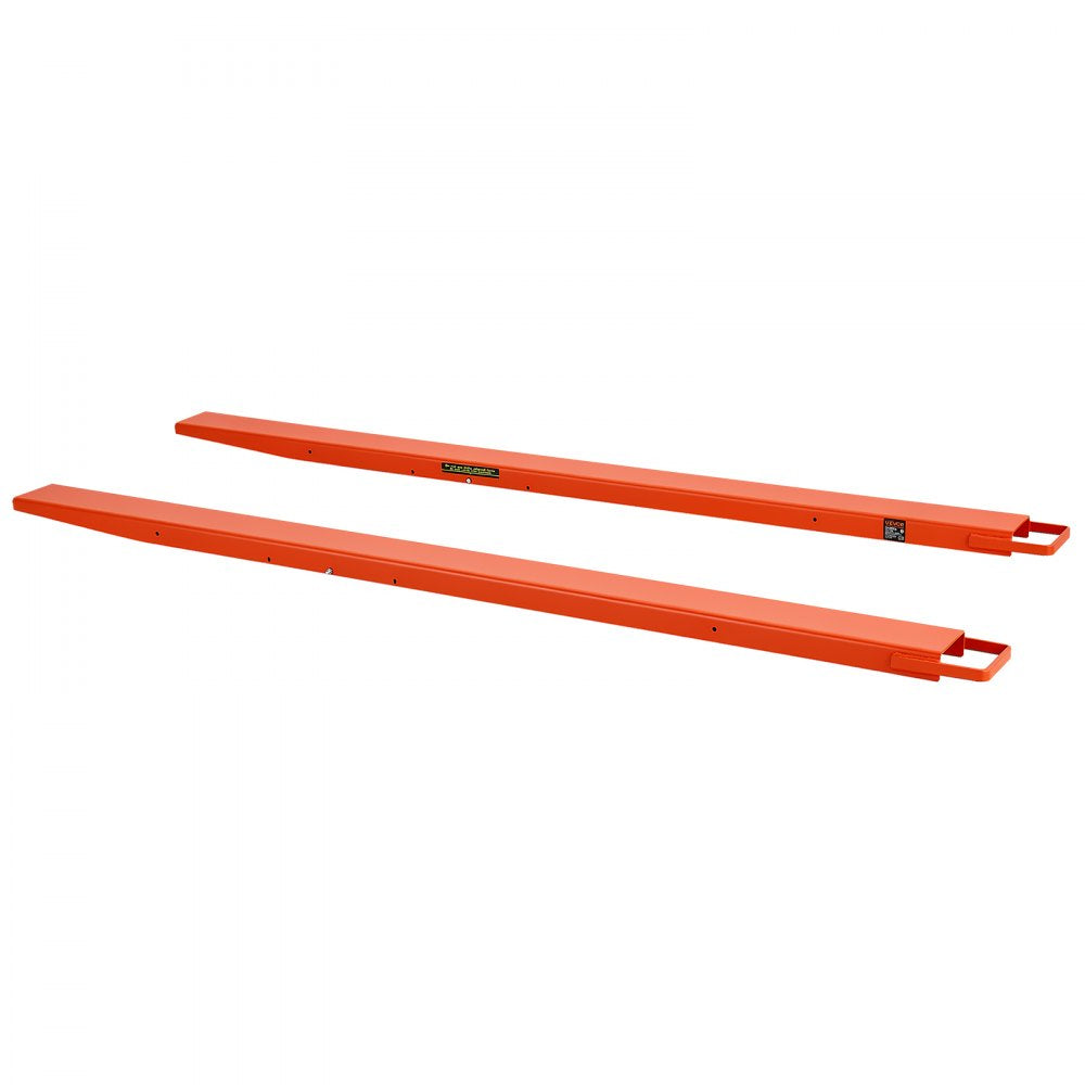 VEVOR Forklift Extensions 84 x 4.5 in, Upgrade Retaining Loop & Bottom Lock, for Forklifts and Forklift Trucks, Heavy-Duty Industrial Pallet Fork Attachments, Extended Load Handling, Orange, 1 Pair