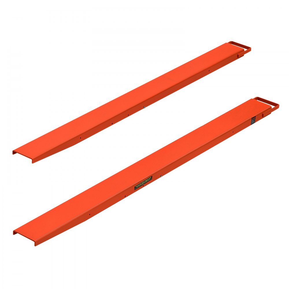 VEVOR Forklift Extensions 84 x 5.5 in, Upgrade Retaining Loop & Bottom Lock, for Forklifts and Forklift Trucks, Heavy-Duty Industrial Pallet Fork Attachments, Extended Load Handling, Orange, 1 Pair