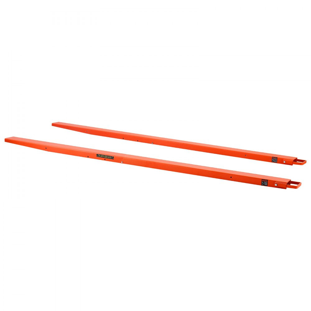 VEVOR Forklift Extensions 96 x 4.5 in, Upgrade Retaining Loop & Bottom Lock, for Forklifts and Forklift Trucks, Heavy-Duty Industrial Pallet Fork Attachments, Extended Load Handling, Orange, 1 Pair