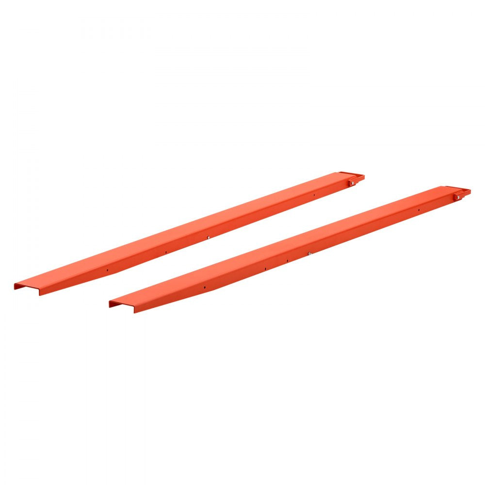 VEVOR Forklift Extensions 96 x 4.5 in, Upgrade Retaining Loop & Bottom Lock, for Forklifts and Forklift Trucks, Heavy-Duty Industrial Pallet Fork Attachments, Extended Load Handling, Orange, 1 Pair