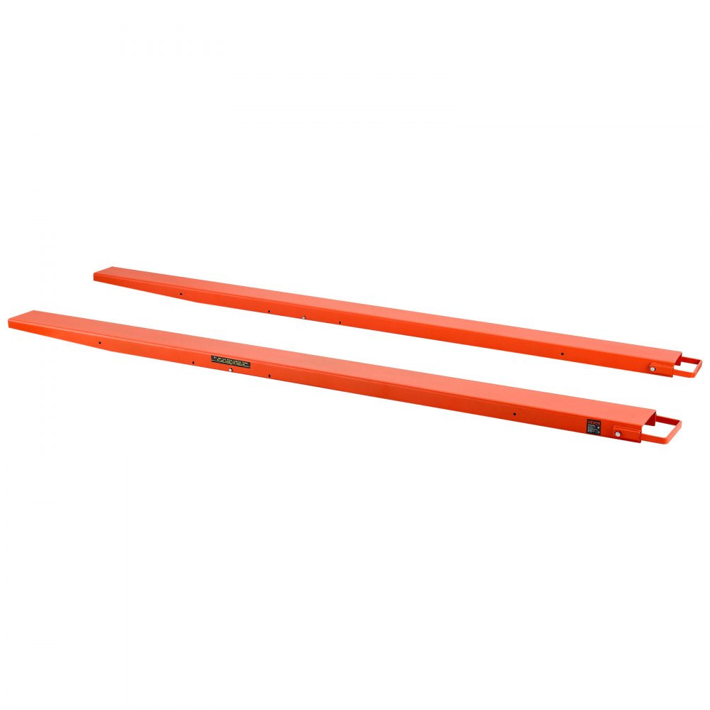 VEVOR Forklift Extensions 96 x 5.5 in, Upgrade Retaining Loop & Bottom Lock, for Forklifts and Forklift Trucks, Heavy-Duty Industrial Pallet Fork Attachments, Extended Load Handling, Orange, 1 Pair