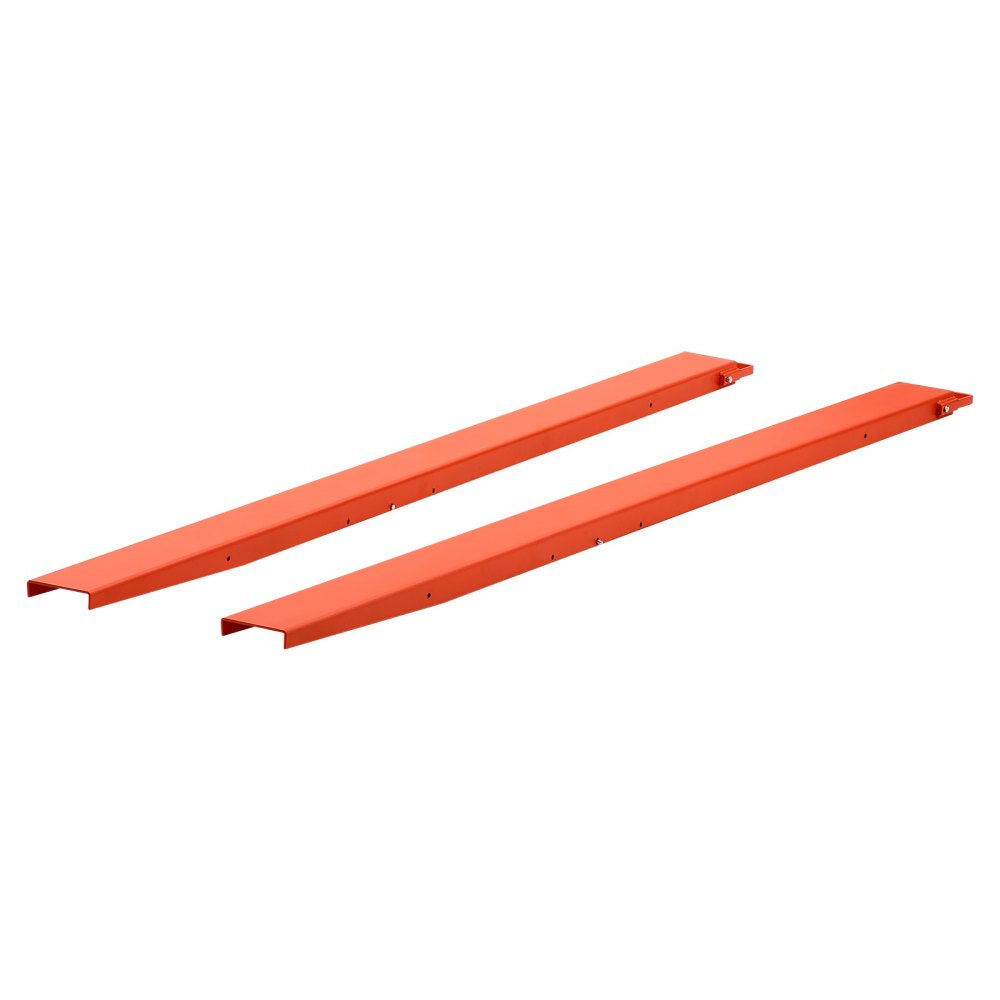VEVOR Forklift Extensions 96 x 5.5 in, Upgrade Retaining Loop & Bottom Lock, for Forklifts and Forklift Trucks, Heavy-Duty Industrial Pallet Fork Attachments, Extended Load Handling, Orange, 1 Pair