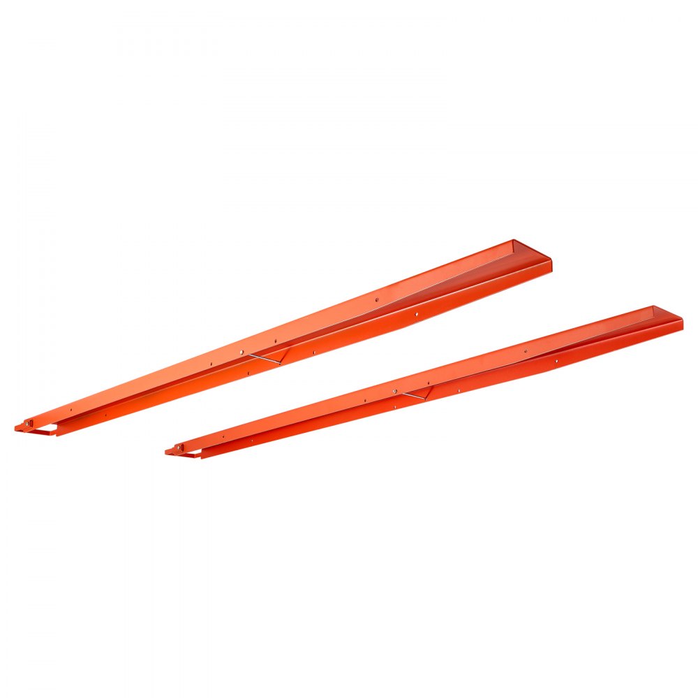 VEVOR Forklift Extensions 96 x 5.5 in, Upgrade Retaining Loop & Bottom Lock, for Forklifts and Forklift Trucks, Heavy-Duty Industrial Pallet Fork Attachments, Extended Load Handling, Orange, 1 Pair