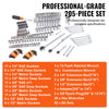 VEVOR Mechanics Tool Set and Socket Set, 1/4" 3/8" 1/2" Drive Deep and Standard Sockets, 205 Pcs SAE and Metric Mechanic Tool Kit with Bits, Combination Wrench, Hex Wrenches, Accessories, Storage Case