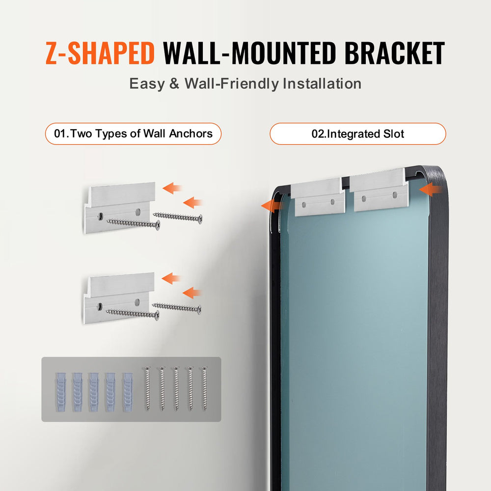 VEVOR Wall Mounted Makeup Mirror - Z-shaped wall-mounted bracket feature graphic
