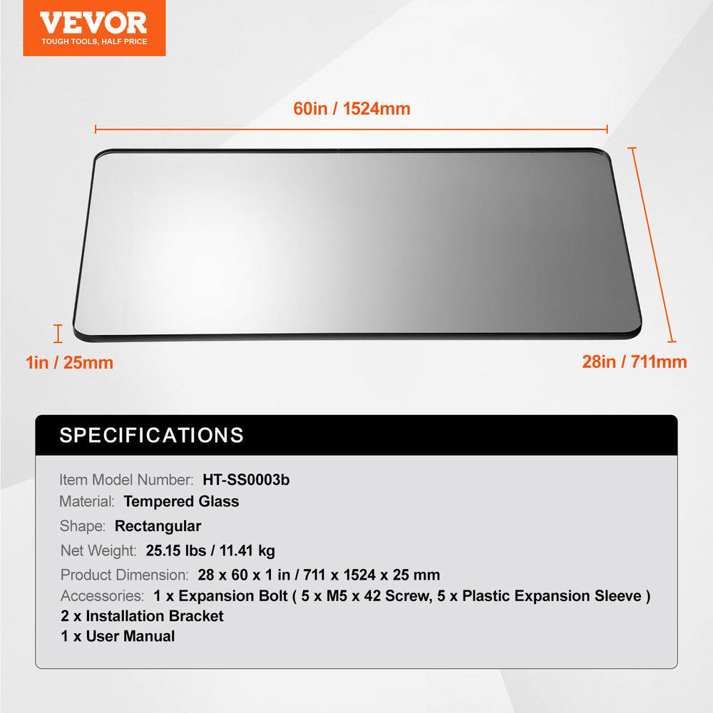 VEVOR Wall Mounted Makeup Mirror - dimensions and specifications graphic