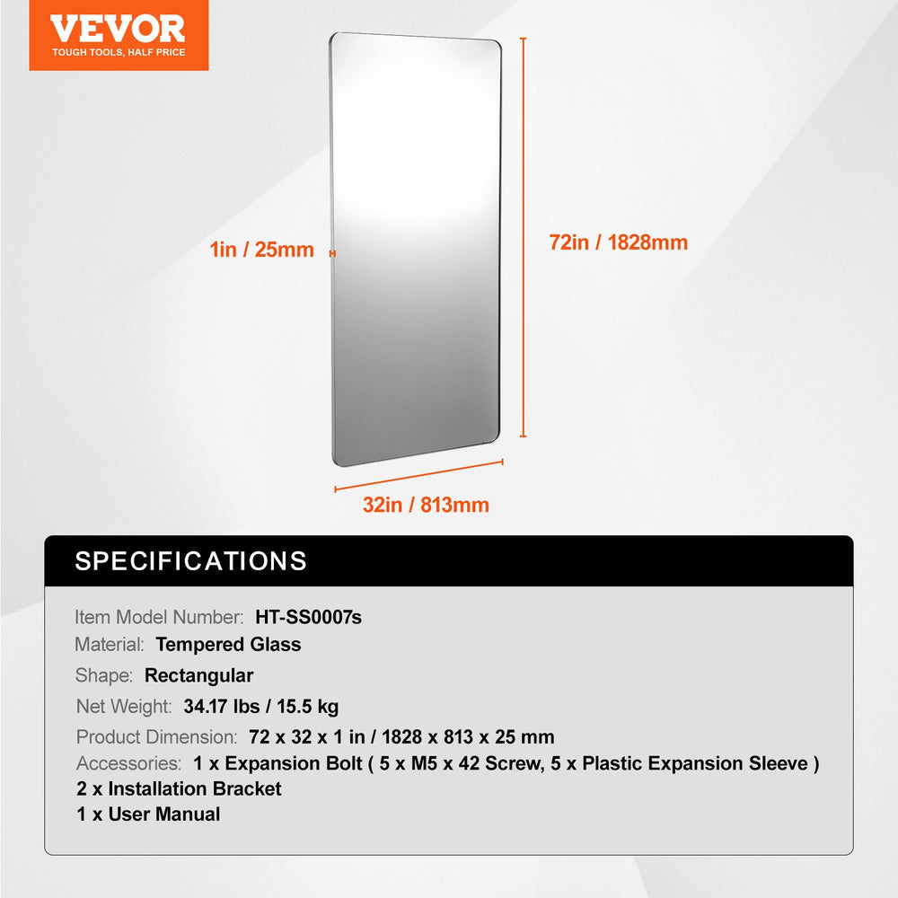 VEVOR wall mounted makeup mirror 32 x 72 inch - image 6