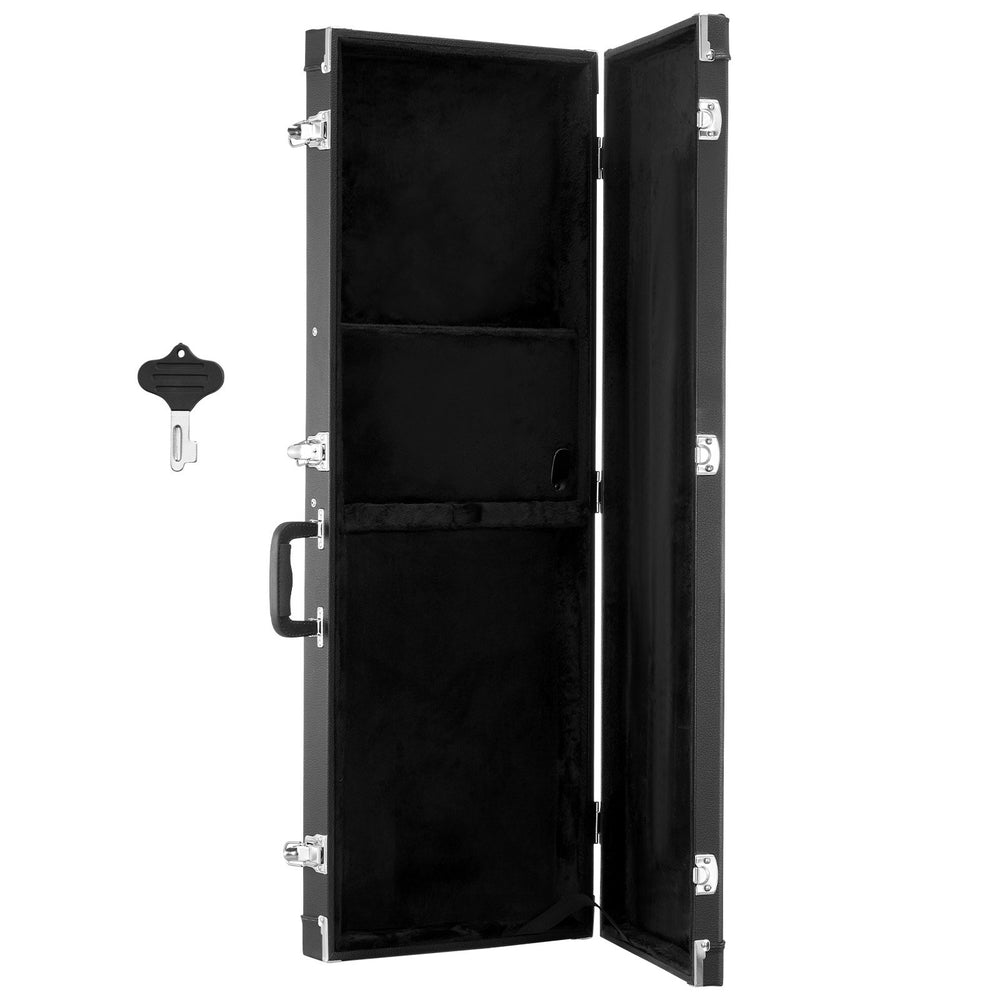 VEVOR Electric Guitar Hard Case, 41.3 Inch, Rectangle Wooden Hard-Shell Protective Carrying Case, with Lock Latch, Padding, Accessory Compartment, Key, for 39 Inch Tele/ST Electric Guitars, Black