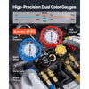 VEVOR AC Manifold Gauge Set for R134a R404A R1234yf R22 Refrigerant, 4 Way AC Gauge with 5 ft Hoses, Adapters, Quick Couplers, Can Taps for Automotive Air Conditioning Maintenance, Charging Evacuation
