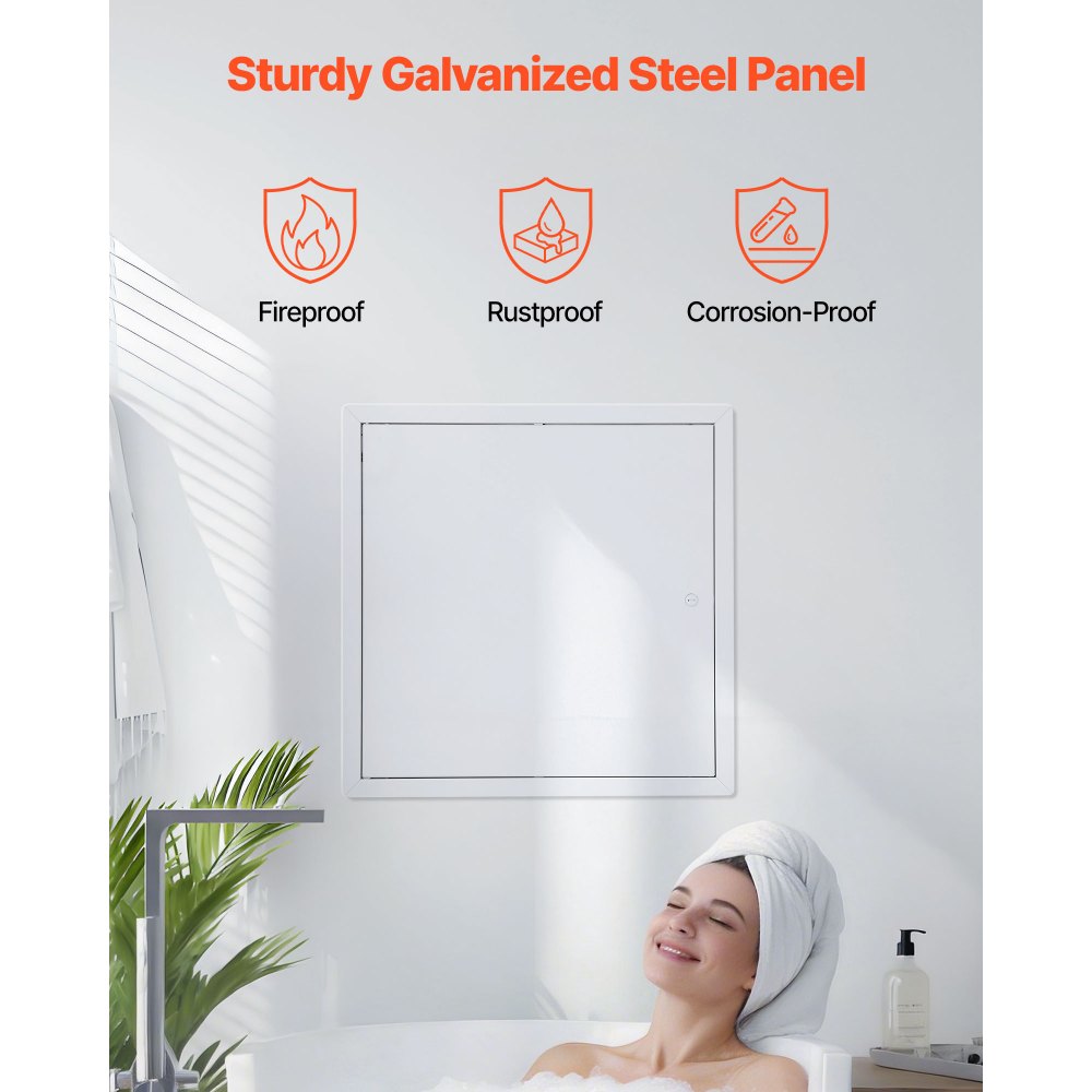 VEVOR Access Panel for Drywall & Ceiling, 16 x 16 Inch Plumbing Access Panels, Reinforced Access Door, Heavy-Duty Steel Wall Hole Cover, Easy Install Removable Hinged Panel for Wiring & Cables, Silver