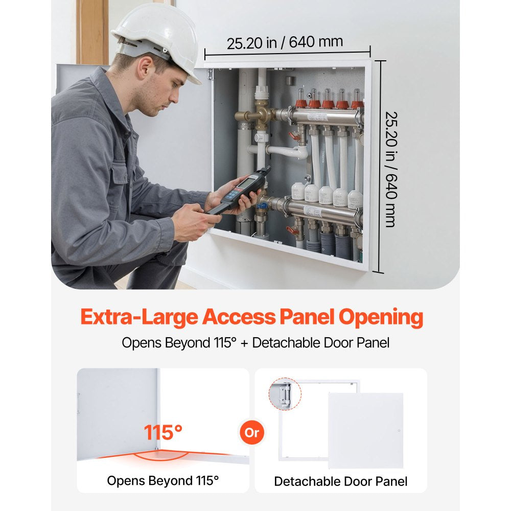 VEVOR Access Panel for Drywall & Ceiling, 24 x 24 Inch Plumbing Access Panels, Reinforced Access Door, Heavy-Duty Steel Wall Hole Cover, Easy Install Removable Hinged Panel for Wiring & Cables, Silver