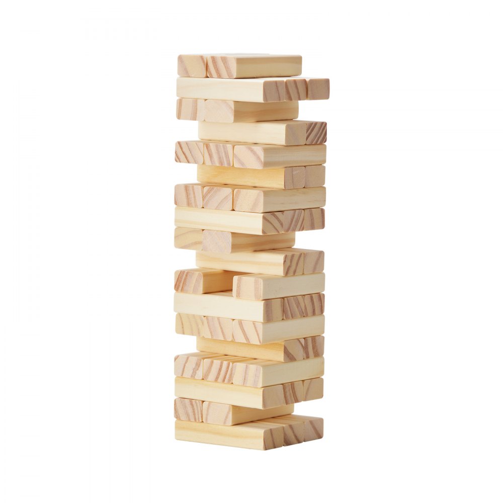 VEVOR Tumbling Timber Toy, 54 Blocks Tumble Tower Blocks Game, Pine Wood Tumbling Tower Game with Storage Crate, Multiple Ways to Play Wooden Stacking Game, Tumble Tower Family Game for Indoor/Outdoor