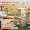 VEVOR Tumbling Timber Toy, 60 Blocks Giant Tumble Tower Blocks Game, Pine Wood Tumbling Tower Game with Storage Crate and Scoreboard, Wooden Stacking Game, Tumble Tower Family Games for Indoor/Outdoor