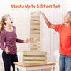 VEVOR Tumbling Timber Toy, 60 Blocks Giant Tumble Tower Blocks Game, Pine Wood Tumbling Tower Game with Storage Crate and Scoreboard, Wooden Stacking Game, Tumble Tower Family Games for Indoor/Outdoor