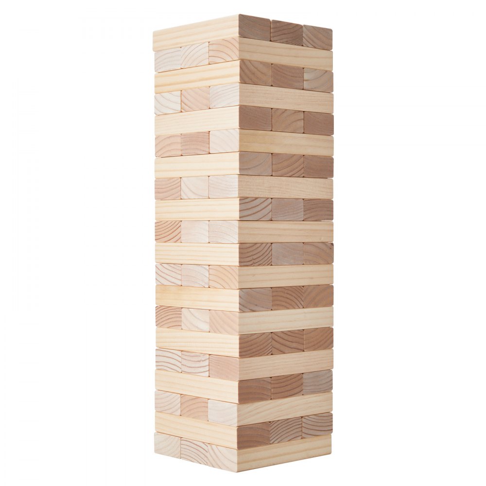 VEVOR Tumbling Timber Toy, 60 Blocks Giant Tumble Tower Blocks Game, Pine Wood Tumbling Tower Game with Carry Bag and Scoreboard, Wooden Stacking Game, Tumble Tower Family Games for Indoor/Outdoor