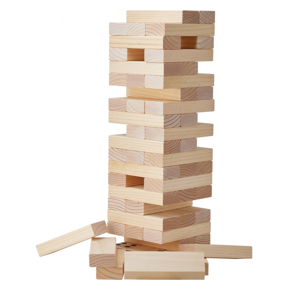 VEVOR Tumbling Timber Toy, 60 Blocks Giant Tumble Tower Blocks Game, Pine Wood Tumbling Tower Game with Carry Bag and Scoreboard, Wooden Stacking Game, Tumble Tower Family Games for Indoor/Outdoor