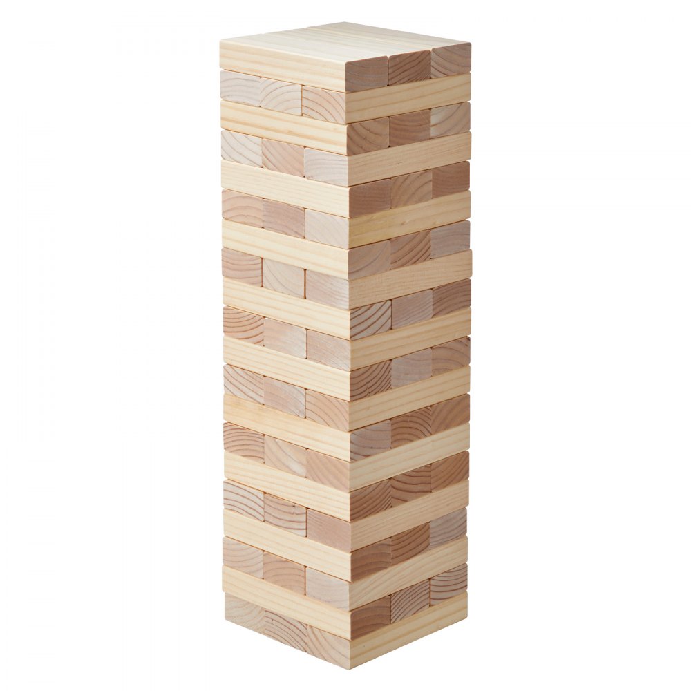 VEVOR Tumbling Timber Toy, 60 Blocks Giant Tumble Tower Blocks Game, Pine Wood Tumbling Tower Game with Carry Bag and Scoreboard, Wooden Stacking Game, Tumble Tower Family Games for Indoor/Outdoor