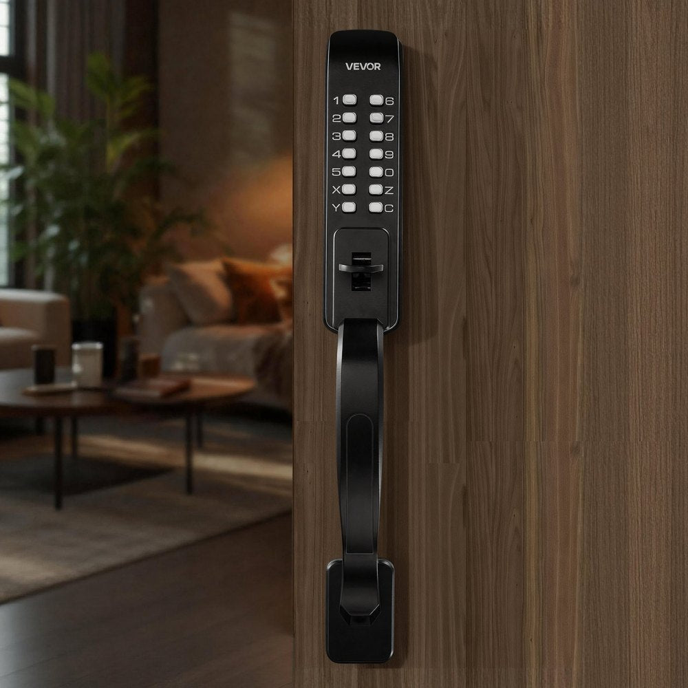 VEVOR Mechanical Keyless Entry Door Lock, 2.0 Code Upgrade, 4-7 Digits Code, Double-Sided Push Button Combination Keypad Door Lock with Pull Handle, Auto Locking, for Garden Gates, Indoor or Outdoor