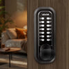 VEVOR Mechanical Keyless Entry Door Lock, 2.0 Code Upgrade, 4-7 Digits Code, Single-Sided Push Button Combination Mechanical Keypad Door Knob, Auto Locking, for Garden Gates, Indoor or Outdoor, Black