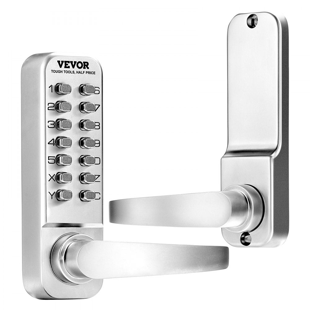 VEVOR Mechanical Keyless Entry Door Lock, 14 Key Mechanical Door Lock, Mechanical Keypad Door Lock with Handle, Stainless Steel Waterproof Keyless Gate Lock, for Home Office Outdoor Fence Garage Yard