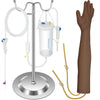 VEVOR Phlebotomy Practice Kit, Dark Skin IV Practice Kit Venipuncture Learning Phlebotomy Practice Arm Kit with Infusion Stand for Nurse, Medical Students