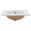 VEVOR Semi Recessed Bathroom Sink, 20.08 x 18.31 Inch Rectangular White Ceramic Vessel Sink with Overflow and 3 Faucet Holes, Drop in Modern Lavatory Vanity Bath Wash Bowl Basin Rectangle Small Space