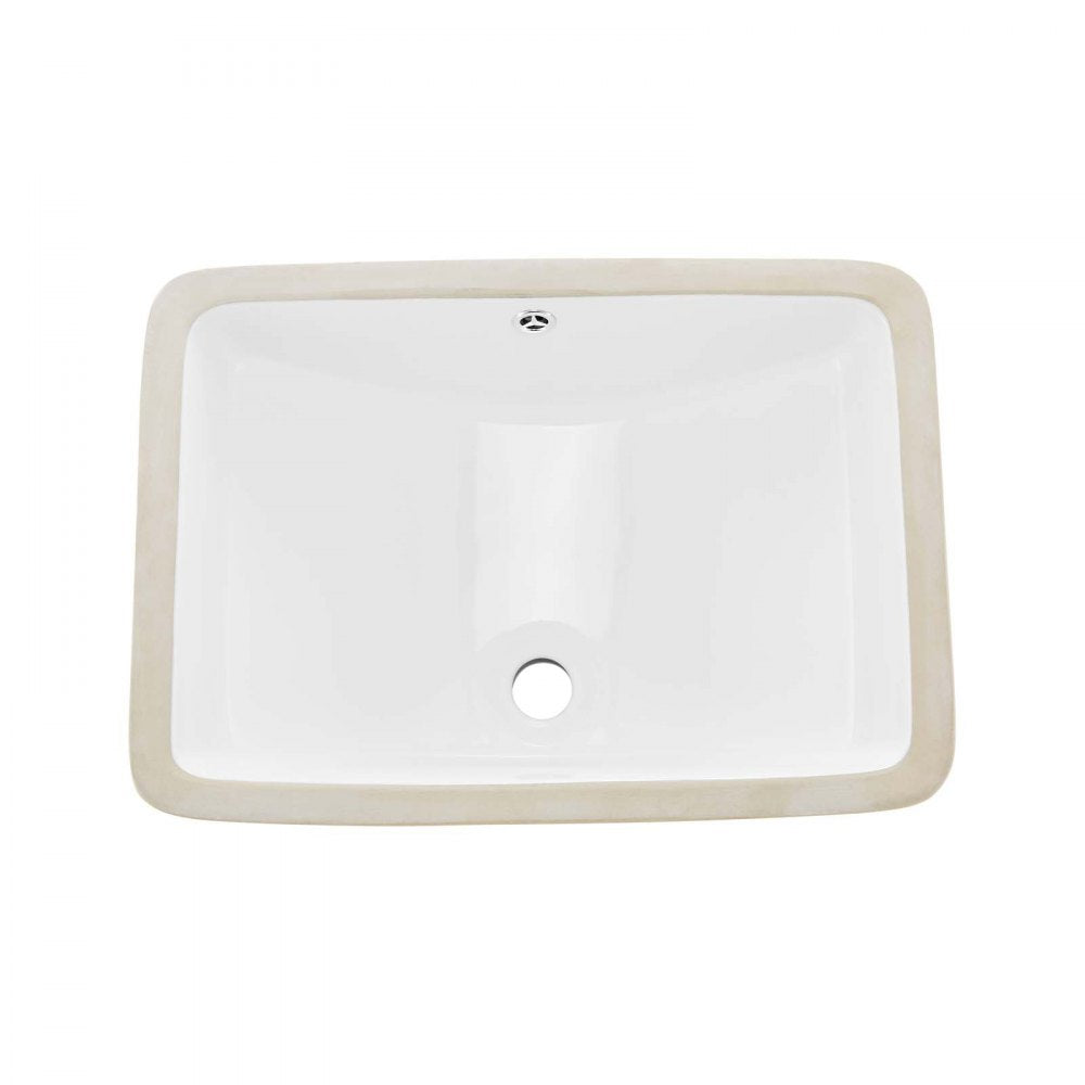 VEVOR Undermount Bathroom Sink, 20.87 x 14.76 Inch Rectangular White Ceramic Vessel Sink with Overflow Hole, Under Counter Drop in Modern Lavatory Vanity Bath Wash Bowl Basin, Rectangle Small Space