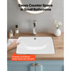 VEVOR Undermount Bathroom Sink, 20.28 x 15.16 Inch Rectangular White Ceramic Vessel Sink with Overflow Hole, Under Counter Drop in Modern Lavatory Vanity Bath Wash Bowl Basin, Rectangle Small Space