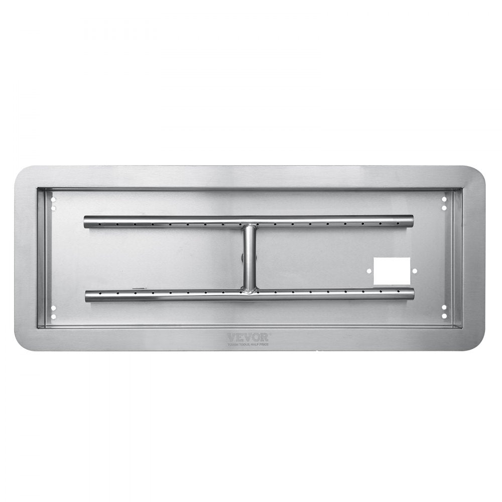 VEVOR 36 x 12 inch Drop-in Fire Pit Pan, Rectangular Stainless Steel Fire Pit Burner Kit, Natural & Propane Gas Fire Pan 150,000 BTU with H-Burner for Indoor or Outdoor Use