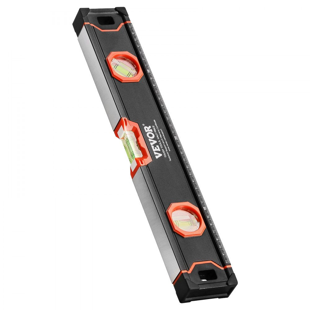 VEVOR 4-Piece Torpedo Level, 48/24/16/10 Inch All Magnetic Levels Set, Fluorescent Light Up Bubble Vials Ruler for 45/90/180 Degree, Aluminum Alloy Magnetic Box Leveler Tool, SAE and Metric Scale