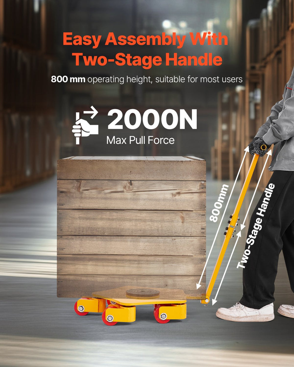 VEVOR Machine Skate, 8800 lbs Machinery Moving Skate, Machinery Mover Skate with 360° Rotation Cap and PU Swivel Rollers, Heavy Duty Industrial Machinery Mover with Handle for Warehouse, Workshop
