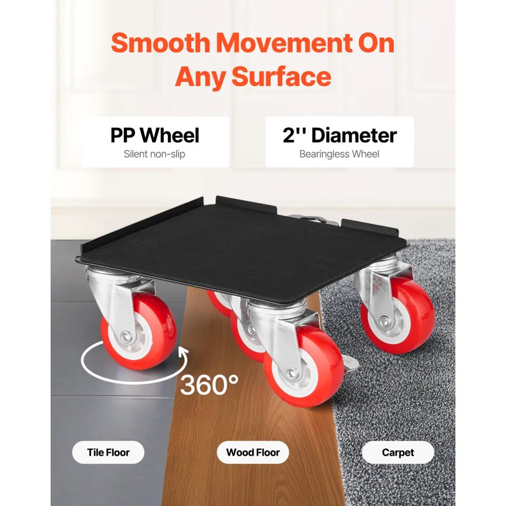 VEVOR Furniture Dolly, Maximum Load 3474 lbs, Heavy Duty Furniture Movers with 5 360° Rotation Wheels, Carbon Steel Panel, Furniture Lift Slider Tool Set for Appliances, Sofa, Fridge, Washing Machine
