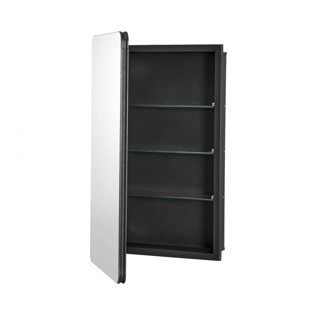 VEVOR Medicine Cabinet, 16 x 24 inch, Medicine Cabinet for Bathroom with Mirror,  Aluminum Frame Bathroom Wall Cabinet, 2-layer Adjustable Shelves, Recessed & Wall-mounted Installation