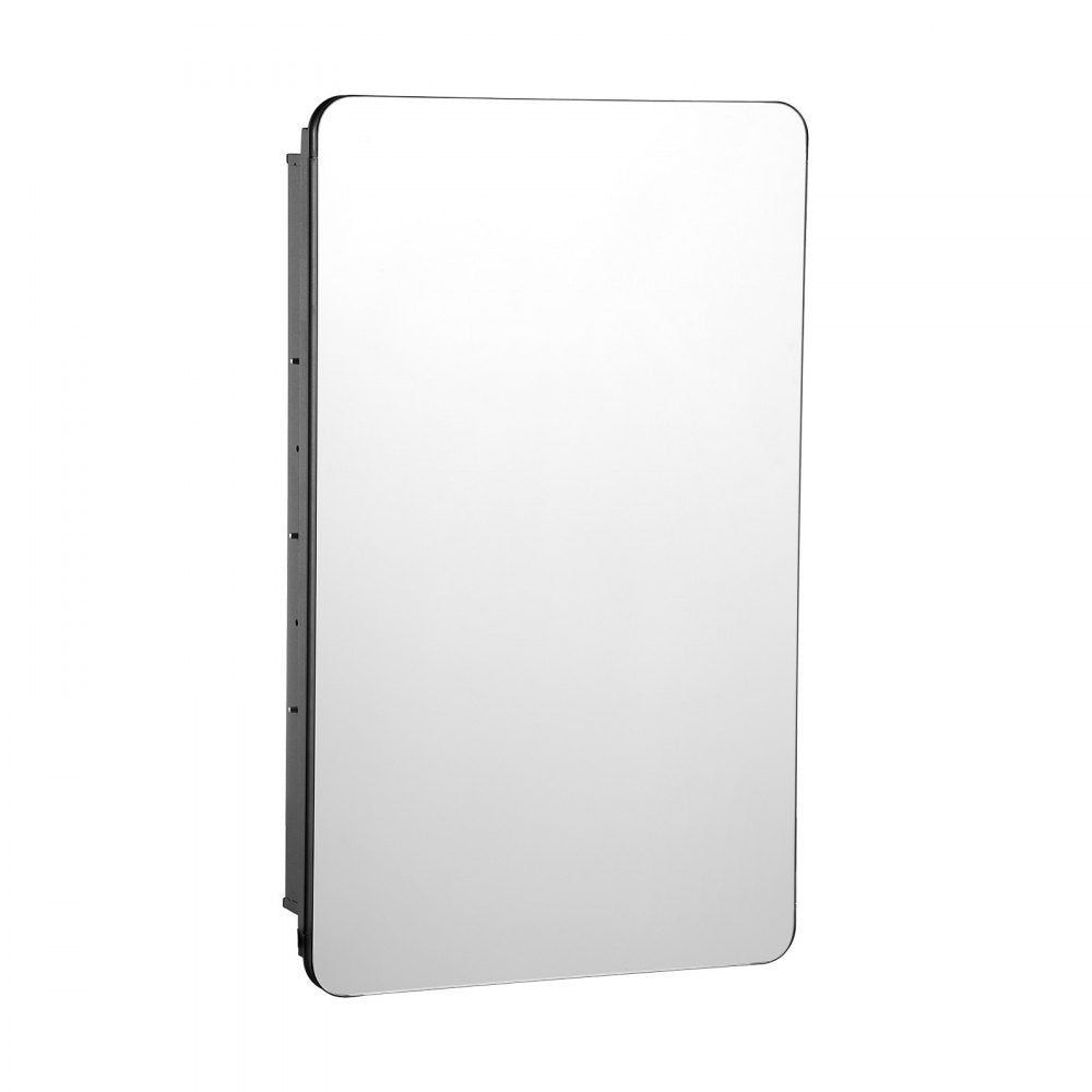 VEVOR Medicine Cabinet, 16 x 24 inch, Medicine Cabinet for Bathroom with Mirror,  Aluminum Frame Bathroom Wall Cabinet, 2-layer Adjustable Shelves, Recessed & Wall-mounted Installation