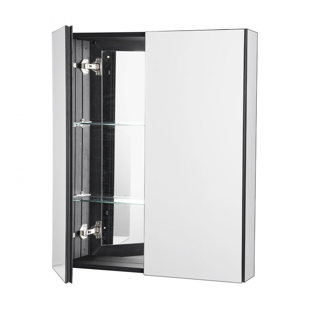 VEVOR Medicine Cabinet, 26 x 30 inch, Medicine Cabinet for Bathroom with Mirror,  Aluminum Frame Bathroom Wall Cabinet, 2-layer Adjustable Shelves, Recessed & Wall-mounted Installation