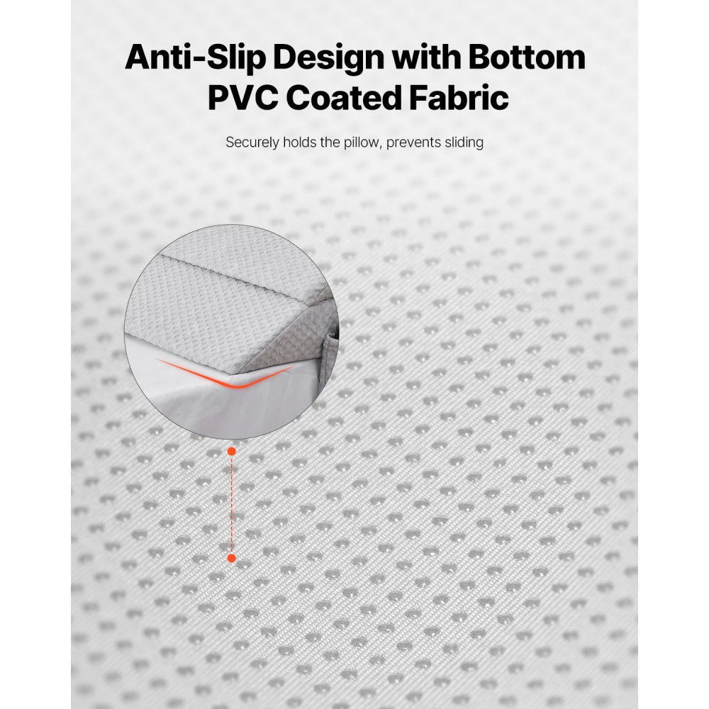 VEVOR Bed Wedge Pillow for Headboard, King Size, 76"x10"x6" Bed Gap Filler, Fill 0-7" Gap Between Headboard and Mattress, 25D Foam Mattress Wedge Headboard Pillow with Side Pocket, for Backrest, Gray