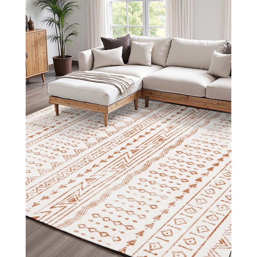 VEVOR Area Rug, 5 x 7 ft Large Washable Rug, Non-Slip and Tear-Resistant Soft Carpet, Pet & Child Friendly Modern Area Rugs, Indoor Mat for Bedroom, Office, Living Room, Kids Room, Entryway, Beige
