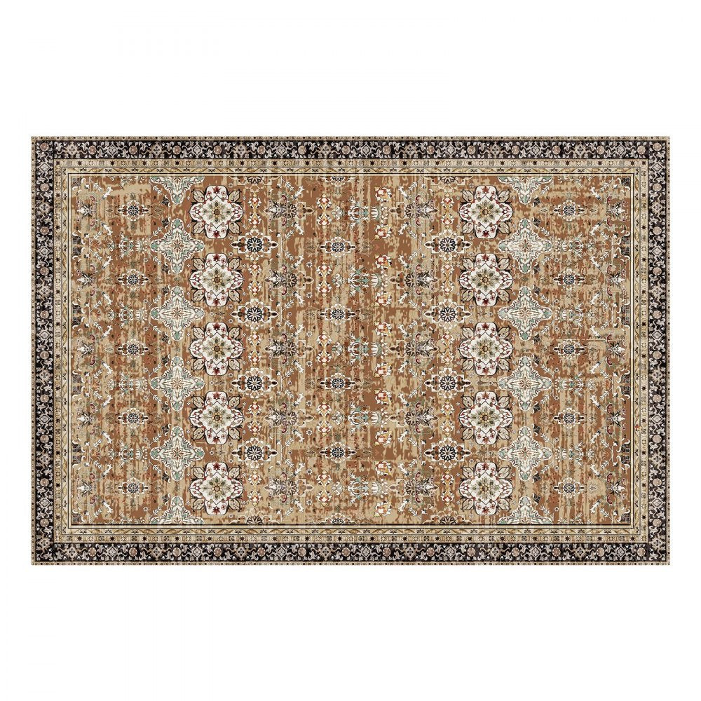 VEVOR Area Rug, 6 x 9 ft Large Washable Rug, Non-Slip and Tear-Resistant Soft Carpet, Pet & Child Friendly Vintage Area Rugs, Indoor Mat for Bedroom, Living Room, Kids Room, Entryway, Brown Green