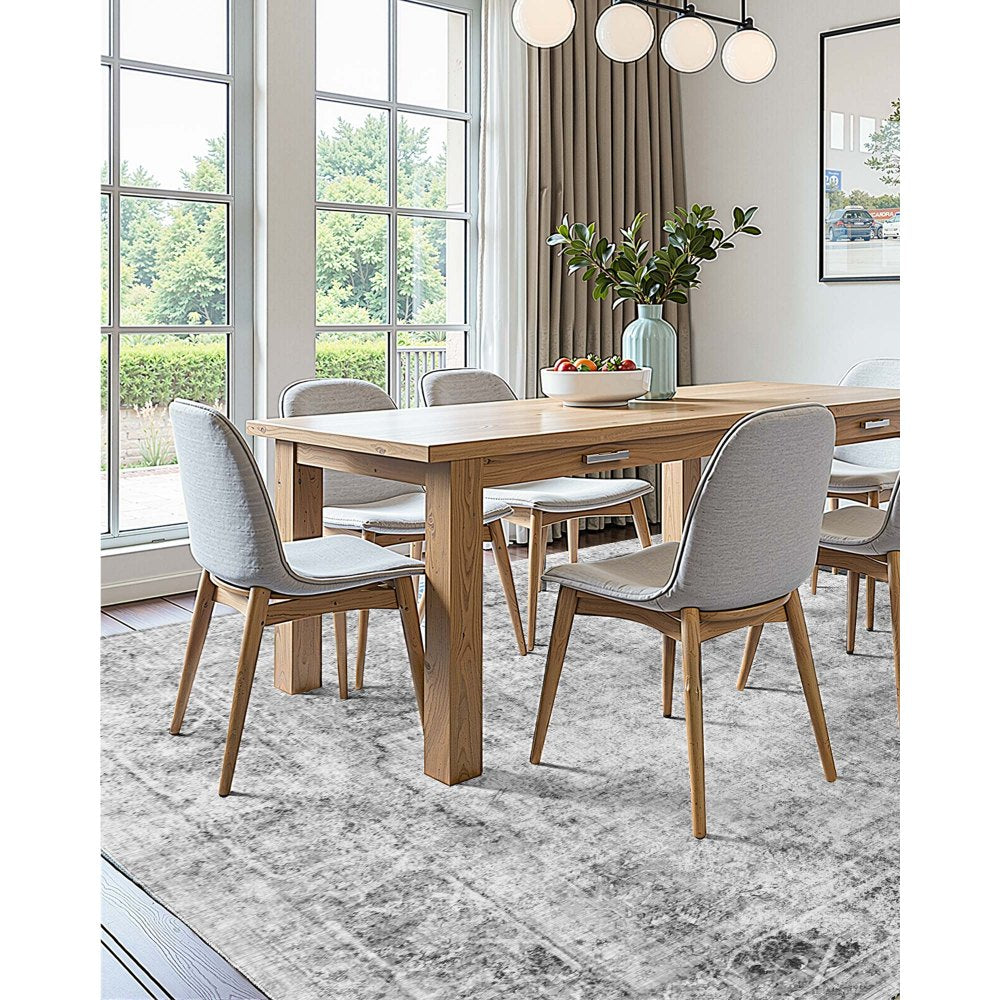 VEVOR Area Rug, 6 x 9 ft Large Washable Boho Rug, Non-Slip and Tear-Resistant Soft Carpet, Pet & Child Friendly Bohemian Area Rugs, Indoor Mat for Bedroom, Living Room, Kids Room, Entryway, Gray
