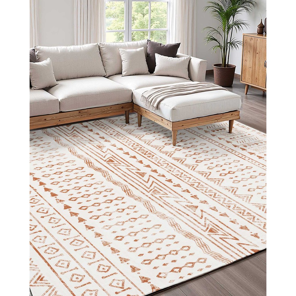 VEVOR Area Rug, 6 x 9 ft Large Washable Rug, Non-Slip and Tear-Resistant Soft Carpet, Pet & Child Friendly Modern Area Rugs, Indoor Mat for Bedroom, Office, Living Room, Kids Room, Entryway, Beige