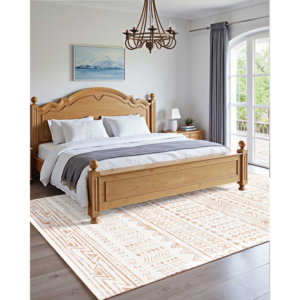 VEVOR Area Rug, 6 x 9 ft Large Washable Rug, Non-Slip and Tear-Resistant Soft Carpet, Pet & Child Friendly Modern Area Rugs, Indoor Mat for Bedroom, Office, Living Room, Kids Room, Entryway, Beige