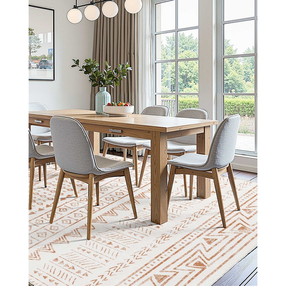 VEVOR Area Rug, 6 x 9 ft Large Washable Rug, Non-Slip and Tear-Resistant Soft Carpet, Pet & Child Friendly Modern Area Rugs, Indoor Mat for Bedroom, Office, Living Room, Kids Room, Entryway, Beige