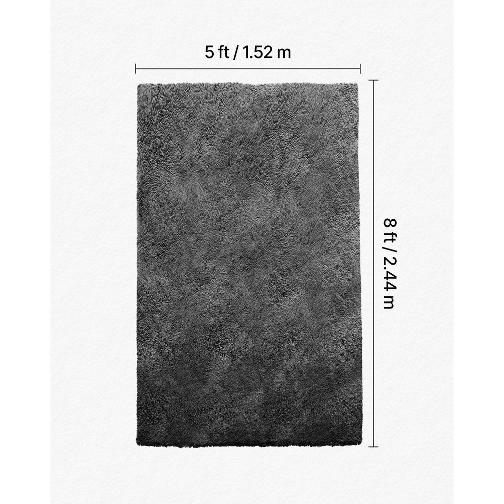 VEVOR Indoor Plush Area Rugs, 5 x 8 ft Soft Plush Carpet, Furry Shag Area Rugs for Living Room, Bedroom, Sunroom, Modern Home Decor Aesthetic, Non-Shedding, Non-Woven, Slip-Resistant, Dark Gray